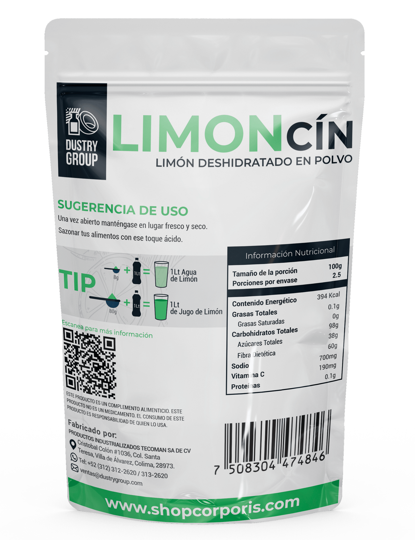 LIMONcín - Limón Deshidratado en Polvo – 100% Natural, Sin Azúcar Añadida
