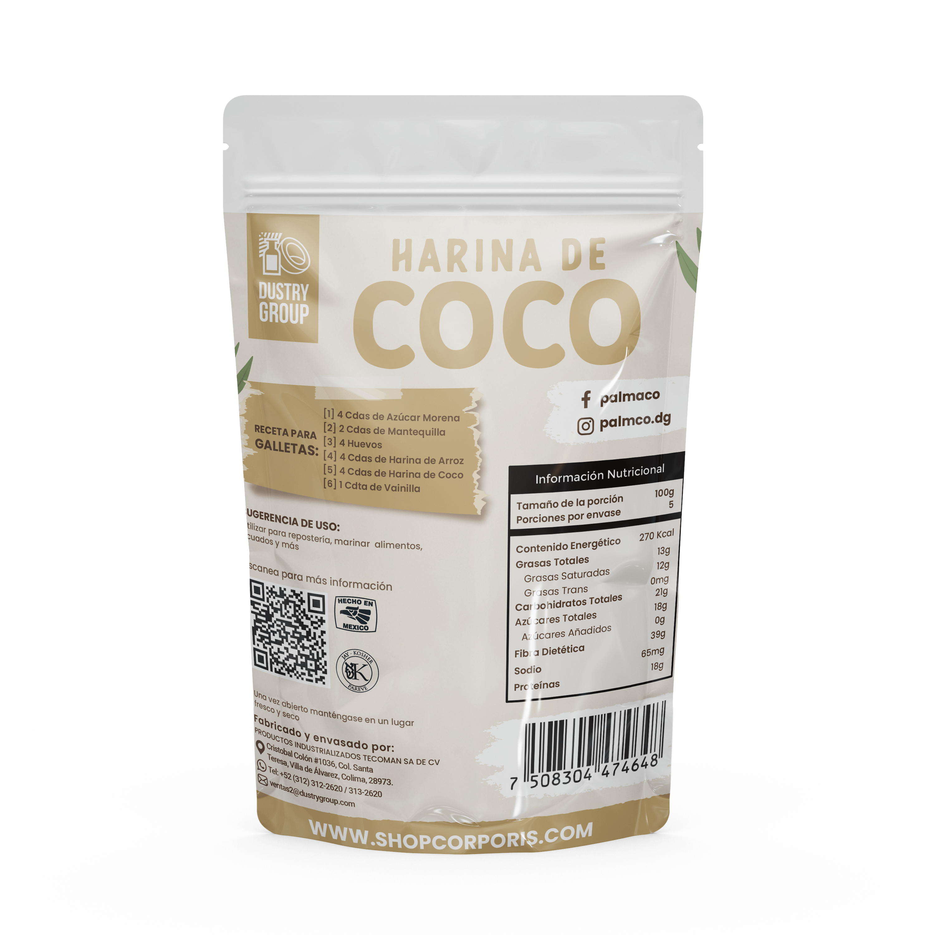 Harina de Coco – 100% Natural, Sin Azúcar Añadida