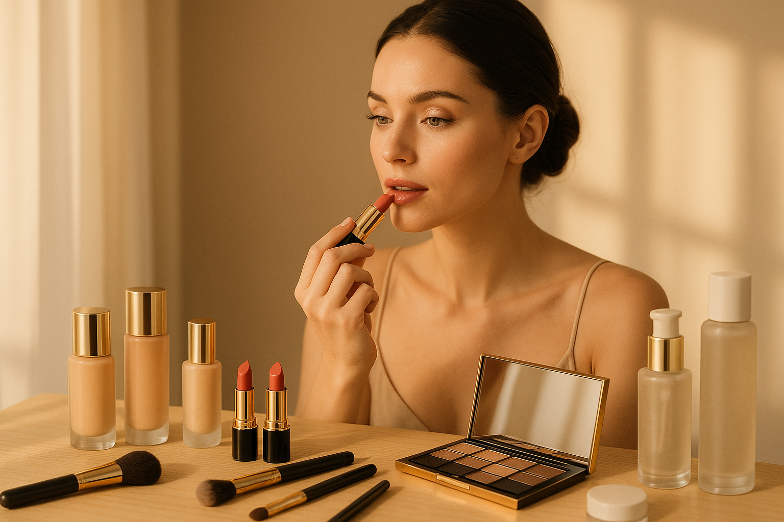 beauty products and woman