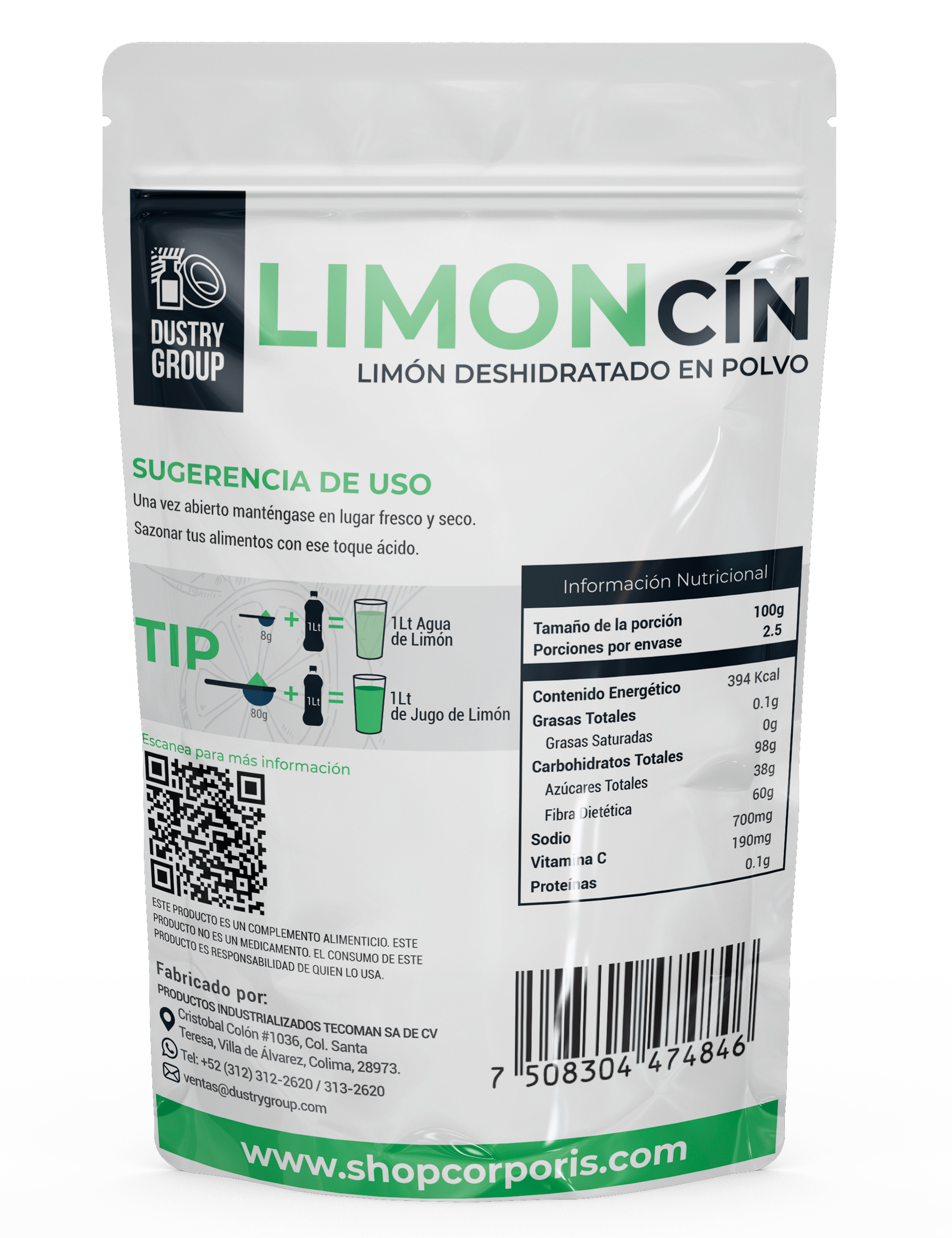 LIMONcín - Limón Deshidratado en Polvo – 100% Natural, Sin Azúcar Añadida